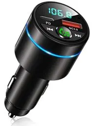 Produktbild: Mohard FM Transmitter Auto Bluetooth 5.3, Ganzmetall PD 30W & QC3.0 18W Schnelles Autoladegerät Zigarettenanzünder, KFZ Bluetooth Adapter Auto Freisprechanlage, Noise Cancelling Mikrofon, Ringlicht