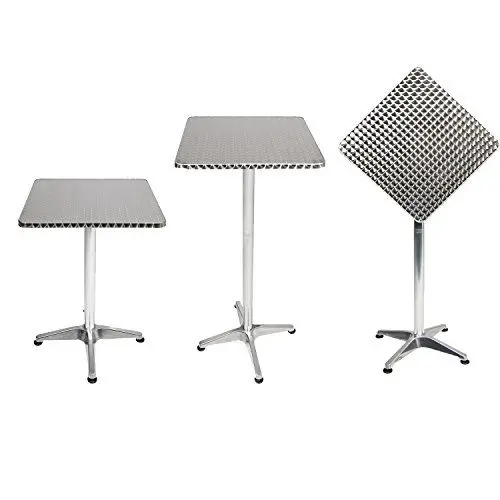 Produktbild: Mojawo Bistro Stehtisch Terrassentisch 60x60cm H70/110cm Aluminium Balkontisch Gartentisch Bistrotisch Klapptisch höhenverstellbar