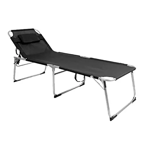 Produktbild: Mojawo XXL Gartenliege Sonnenliege Relaxliege Liege mit Kissen gepolstert klappbar schwarz L200xB70xH45/95cm
