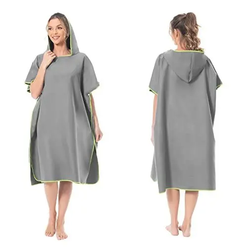 Produktbild: MOKANI Surf Poncho Umziehhilfe Strand für Damen Herren Erwachsene Jugendliche, Ultraleicht und Schnelltrocknend, Badeponcho Handtuch Poncho aus Mikrofaser auch als Umkleidehilfe Strand (Grau)