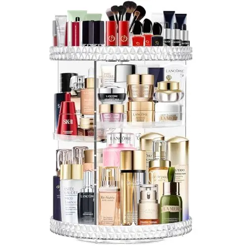 Produktbild: MOKANI 360° Drehbar Make Up Kosmetik Organizer, 6 Verstellbare Ebenen Große Kapazität Makeup Organizers, Schmink Aufbewahrung für Schminktisch Schlafzimmer Badezimmer, Transparent