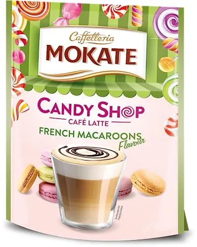 Produktbild: MOKATE® Candy Shop Café Latte Französische Macarons - 1 Pack - 110g - Instantkaffee Koffeinhaltig - Caffe French Macaroons - Kaffeegetränk Aromatisch Cremiger Getränk Löslicher Kaffee Kaffeepulver