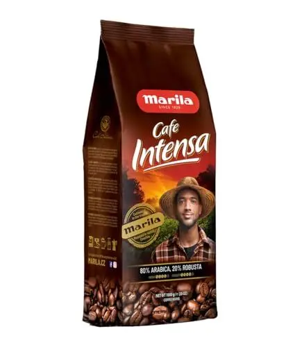 Produktbild: Marila - Cafe Intensa - 1kg - Kaffeebohnen 80% Arabica, 20% Roubusta - Frisch Geröstet, Karmell Geschmacksnote, Zarte Fruchtnoten, Milde Säure, Intensives Aroma, Ideal Für Kaffeemaschinen