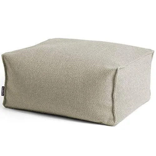 Produktbild: mokebo Pouf oder Hocker aus Recyclingstoff 'Der Ruhestifter', Sitzhocker oder Sitzpouf mit EPS-Perlen-Füllung, auch als Fußhocker oder Beistelltisch fürs Wohnzimmer in 60x45x25 cm (B/T/H) in Beige