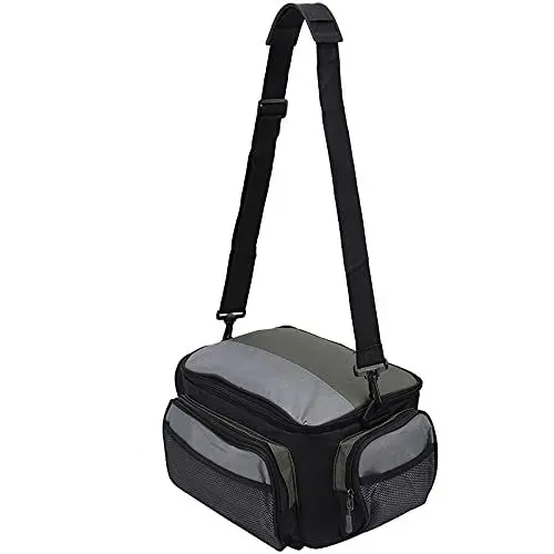 Produktbild: Mokernali Angelausrüstungstasche, wasserdichte Angeltasche aus 600D Oxford-Stoff, x 22 x 17 cm, Tasche für Rollen und Angelzubehör, Wasser- und feuchtigkeitsbeständig, tragbar und