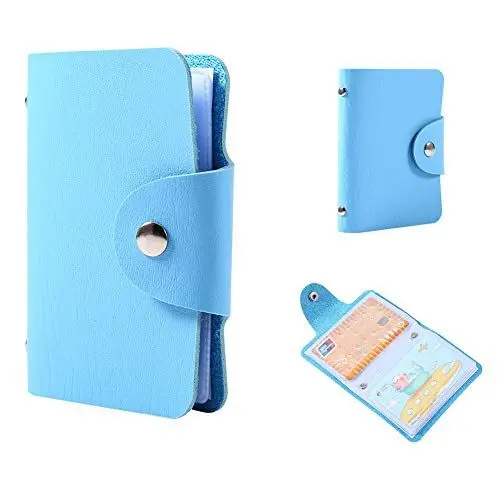 Produktbild: Mokernali Leder-Kreditkartenetui mit 24 Kartenfächern, 1 Stück PU Leder Kartenhalter, ID Kreditkarten Etui für 24 Karten, Business Card Wallet Tasche, 10.5 x 7.5 x 2.5cm (Blau)