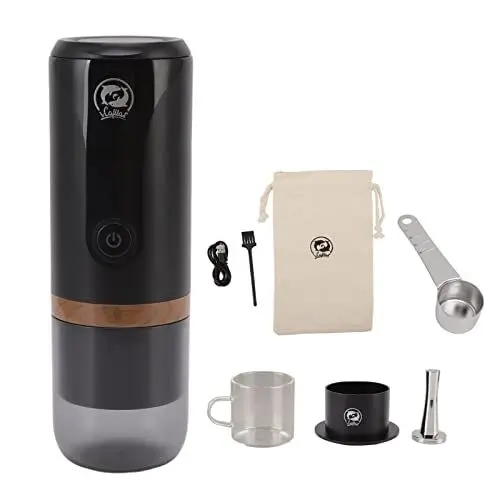 Produktbild: Mokernali Minipresso, Tragbare Espressomaschine, USB-Ladung Edelstahl und Glas Kapsel Kaffeemaschine, 9.0x3.0in, Tragbare Kaffeemaschine, Espressomaschine Camping, für Outdoor Home Office