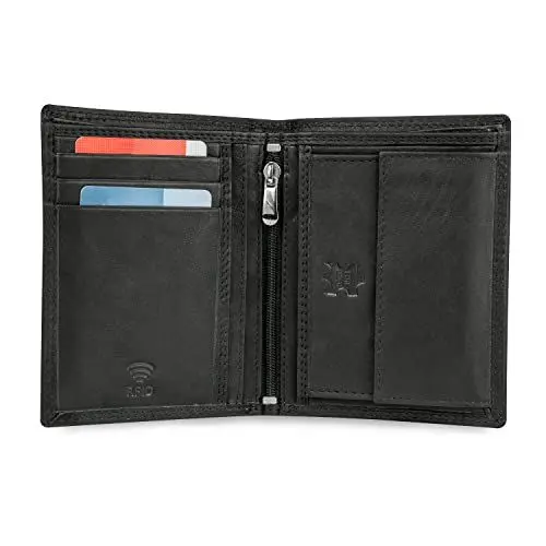 Produktbild: MOKIES Herren Geldbörse G306NC - aus echtem Leder - RFID und NFC-Schutz - Hochformat - Portemonnaie für Männer
