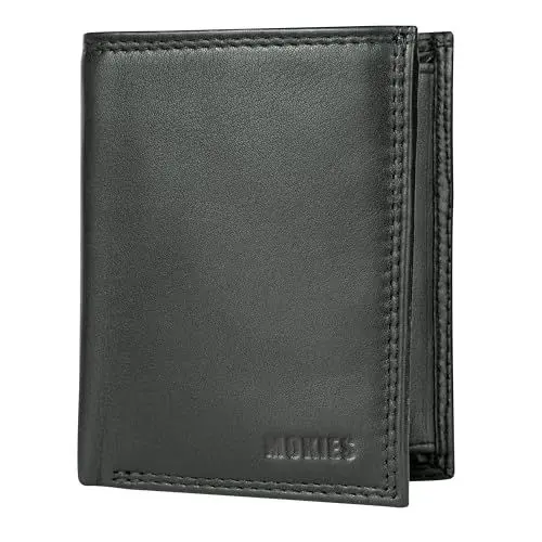 Produktbild: MOKIES Leder Geldbörse Herren - extra stabile Doppelnaht - Hochformat mit 9 Fächer - RFID - Portmonee für Männer - Brieftasche Geldbeutel Wallet (G306 Schwarz)