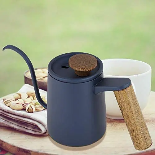 Produktbild: Mokkakanne, Edelstahl-Wasserkocher, 350 Ml, Modischer Griff, Tropfkaffeekanne, Schwanenhals-Wasserkocher mit Langem Schwanenhalsauslauf für die Küche zu Hause, Im Büro (WHITE)