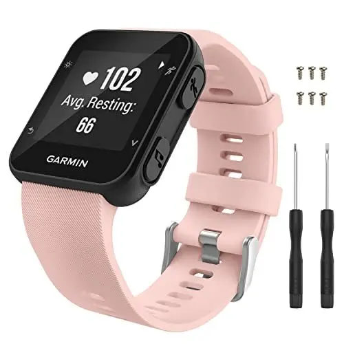 Produktbild: MoKo Armband Kompatibel mit Garmin Forerunner 35 GPS-Laufuhr, Silikon Ersatz Uhrenarmband Sportarmband Wechselarmband mit 2 Schraubendrehern und 6 Schrauben, Rosa