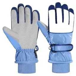 Produktbild: MoKo Handschuhe Kinder, Winterhandschuhe Kinder Wasserdicht, Skihandschuhe Kinder mit Elastisch Bündchen für 6-15 Jahre, Warme Winddicht Schneehandschuhe kinder für Snowboard Laufen Radfahren, Blau, L
