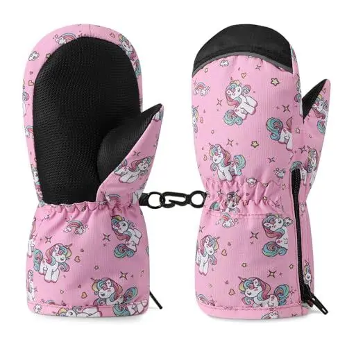 Produktbild: MoKo Handschuhe Kinder, Winterhandschuhe Kinder & Fäustlinge Kinder - Winddicht und Wasserdicht, Skihandschuhe Kinder für Outdoor Sports Snowboard für Jungen Mädchen von 4-6 Jahren, Rosa