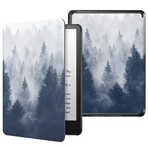 Produktbild: MoKo Hülle Kompatibel mit Kindle Paperwhite 11. Generation 2021, Dünne Leichte Tablet Schutzhülle mit Auto Schlaf/Aufwach PC Rücken für Kindle Paperwhite 6,8 Zoll, Signature Edition, Grauer Wald