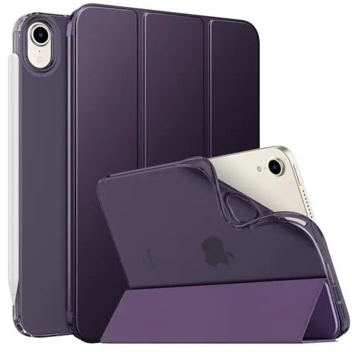 Produktbild: MoKo Hülle Kompatibel mit Neues iPad Mini (A17 Pro) 2024, iPad Mini 6.Generation Tasche 2021 (8,3-Zoll), Weiches TPU Transluzent Rückendeckel Schlankes Etui für iPad Mini 7/6 Gen, Tiefes Lila