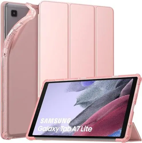 Produktbild: MoKo Hülle Kompatibel mit Samsung Galaxy Tab A7 Lite 8,7 Zoll 2021(SM-T225/T220/T227), Ultra Schlanke TPU Schutzhülle Weiche Transluzente Rückseite Smart Cover, Roságold