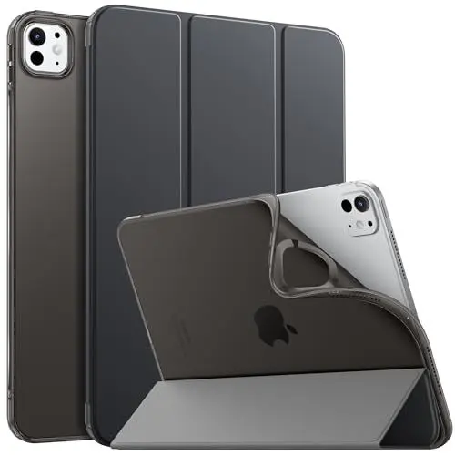Produktbild: MoKo Hülle Kompatibel mit iPad Pro 11 Zoll M4 2024 (5. Gen), TPU Transluzent Matt Rückseite Cover mit Auto Schlaf/Aufwach, Schutzhülle mit Ständer, Space Grau