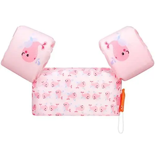Produktbild: MoKo Kinder Schwimmflügel, Cartoon Schwimmende Badeanzug Schwimmtraining Jacke Schwimmflügel mit Sicherheitsschnalle für Jungen Mädchen, 20 bis 50 lb - Rosa Wal