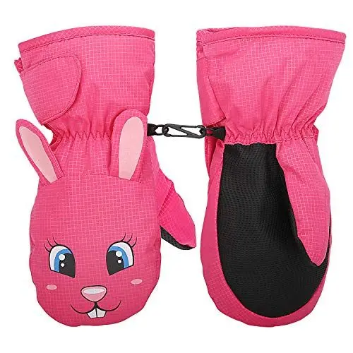 Produktbild: MoKo Kinder Skihandschuhe, Winddicht Wasserdicht Winterhandschue Warm Fäustlinge Sport Handschuhe für Skifahren Radfahren Snowboarden Outdoor-Aktivitäten für Jungen Mädchen von 6-8 Jahren - Magenta