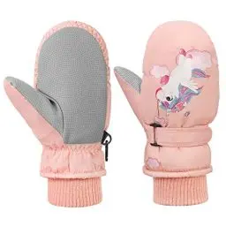 Produktbild: MoKo Kinder Skihandschuhe, Winter Fäustlinge Handschuhe Winddicht Wasserdicht Sport Handschuhe für Skifahren Radfahren Snowboarden Outdoor-Aktivitäten für Jungen Mädchen von 2-4 Jahren, Rosa/Einhorn