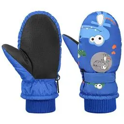 Produktbild: MoKo Kinder Skihandschuhe, Winter Fäustlinge Handschuhe Winddicht Wasserdicht Sport Handschuhe für Skifahren Radfahren Snowboarden Outdoor-Aktivitäten für Jungen Mädchen von 5-10 Jahren, Blau/Kroko