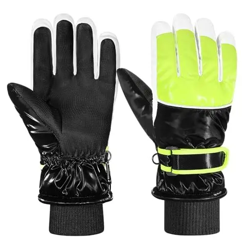 Produktbild: MoKo Kinder Winterhandschuhe, Wasserdicht Skihandschuhe mit Elastisch Bündchen für 6-15 Jahre, Winddicht Thermisch Kinder Schnee Handschuhe für Skifahren Snowboarden Rodeln Radfahren, Schwarz, M