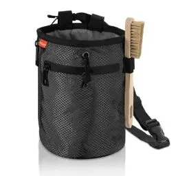 Produktbild: MoKo Klettern Chalkbag mit Kletterbürste, Wasserdicht Nylon Magnesiabeutel mit Reißverschluss & Einstellbar Gürtel, Chalk Bag mit 2 Aufbewahrungstaschen für Klettern Bouldern Gymnastik, Schwarz