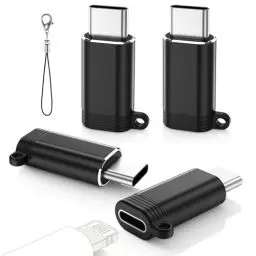 Produktbild: MoKo Lightning Buchse auf USB C Stecker Adapter 4 Pack, Adapter Lightning auf USB C für iPhone 16/15 Pro Max Plus, iPad Air, Samsung, iPhone auf USB C Adapter aufm Laden, Nicht für Audio/OTG, Schwarz
