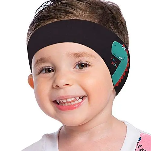 Produktbild: MoKo Schwimmen Stirnband, Neopren Schwimmband Ohrenband Wasserdichtes Kopfband Haarband mit Hohe Elastizität und Klettverschluss Ohrenschutz Band für Kinder Alter 3-9, M Größe - Schwarz