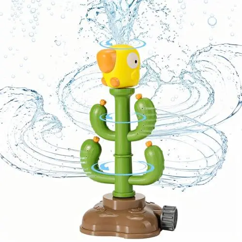 Produktbild: MoKo Wasser Sprinkler Kinder, Kleinkind Outdoor-Spielzeug für Spritzspaß, drehbare Sprinkler für Kinder sprüht bis zu 8 ft, niedliche Cartoon Sommer Spielzeug Geschenk Wasserspielzeug, grüner Kaktus