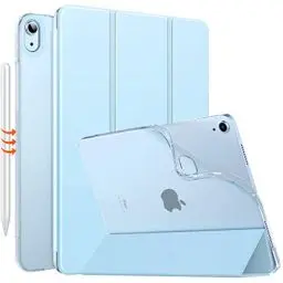 Produktbild: MoKo für iPad Air 6. Generation 11 Zoll Hülle M2 2024/iPad Air 5./4. Gen Hülle 2022/2020, Transluzent Matt Weich TPU Rückseite für iPad Air Hülle, Unterstützt Pencil Pro/2/USB-C, Himmelblau