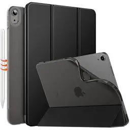 Produktbild: MoKo für iPad Air 6. Generation 11 Zoll Hülle M2 2024/iPad Air 5./4. Gen Hülle 2022/2020, Transluzent Matt Weich TPU Rückseite für iPad Air Hülle, Unterstützt Pencil Pro/2/USB-C, Schwarz
