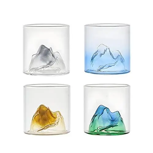 Produktbild: CDQL Mountain-Whisky-Gläser-Set mit 4 Stück, Hochwertige Scotch-Gläser mit 170 Ml Fassungsvermögen für Altmodische Cocktails, Einzigartiges Kristallglas Im Eisberg-Design, Perfektes