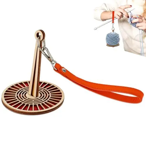 Produktbild: Molain Handgelenk Garnhalter aus Holz, Tragbarer Handgelenk Garnhalter, 360° Drehung Holz Mini Garnhalter mit Handgelenkschlaufe Garnverwirrungen Vorzubeugen Geschenk für Strickliebhaber (orange)