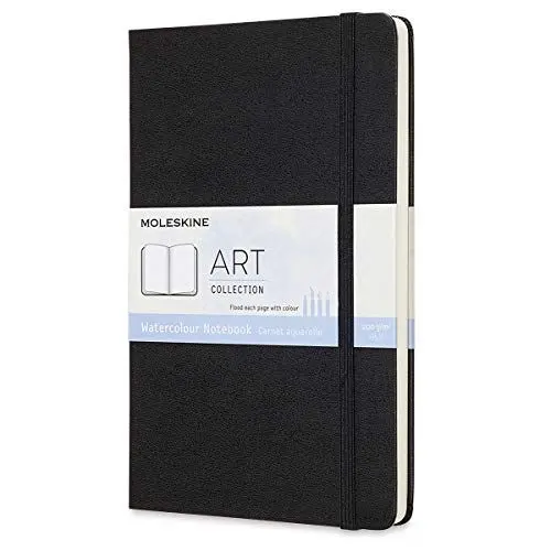 Produktbild: Moleskine 13 x 21 cm Großes Art Collection Aquarell-Notizbuch Skizzenalbum zum Zeichnen mit Hardcover, Papier geeignet für Wasser, Farben und Aquarellstifte, Schwarz, 72 Seiten
