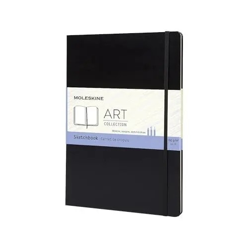 Produktbild: Moleskine Art Collection Skizzenbuch (Skizzenalbum, Hardcover und elastischer Verschluss, Papier geeignet für Stifte, Bleistifte und Pastelle, A4 Format 21 x 29,7 cm, 96 Seiten) Schwarz