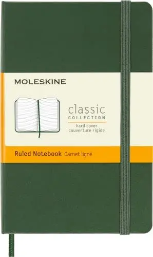 Produktbild: Moleskine Klassisches Notizbuch, Liniertes Notizbuch, Hardcover und Elastischer Verschluss, Pocket Format 9 x 14 cm, Myrtegrün, 192 Seiten