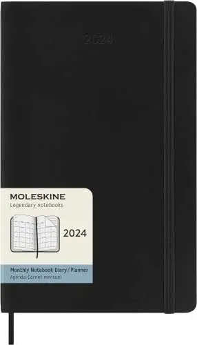 Produktbild: Moleskine Monatsplaner 12 Monate 2024, Planer 2024, Großformat 13x21, Weicher Einband und elastischer Verschluss, Farbe Schwarz
