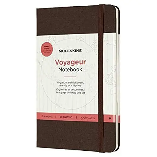 Produktbild: Moleskine Voyageur Notebook, Travel Notebook, Fabric Hard Cover with Elastic Closure, Coffee Brown Colour, Size 11.5 x 18 cm, 208 Pages
