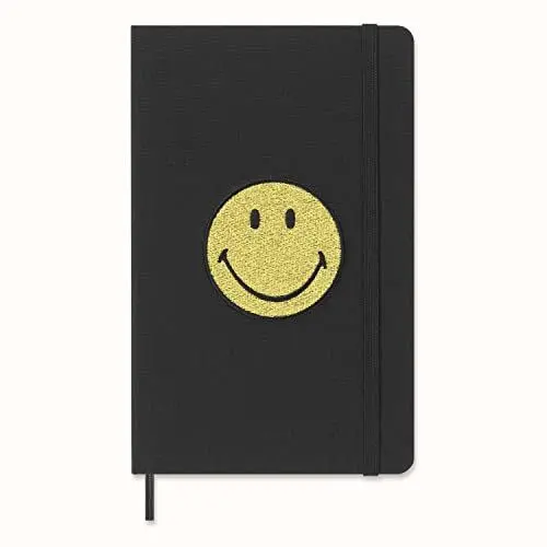 Produktbild: Moleskine - Limitierte Edition, Smiley Liniertes Notizbuch mit Hardcover und Elastikverschluss, Großformat 13 x 21 cm, Farbe Schwarz