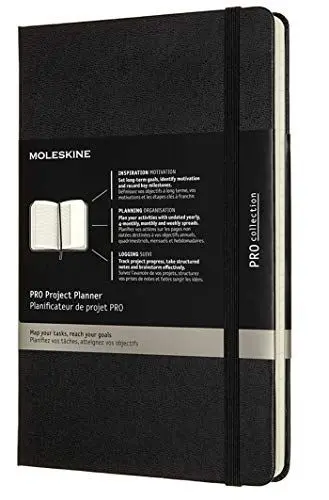 Produktbild: Moleskine - Pro Projektplaner und Notizbuch, Professioneller Terminkalender, Produktivität für Projekte und Projektmanagement, Hardcover, Format 13 x 21 cm, Farbe Schwarz, 288 Seiten