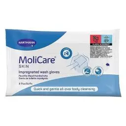 Produktbild: MoliCare Skin Feuchte Waschhandschuhe: Zur praktischen und schonenden Ganzkörperreinigung, 8 Stück