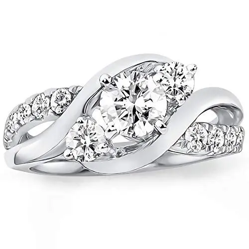 Produktbild: Molioaki Verlobungsring Damen 9 Karat (375) Ring Gold Damen Diamantring Brillantschliff 5A Zirkonia Ring 7/8kt Weißgold mit CZ-50
