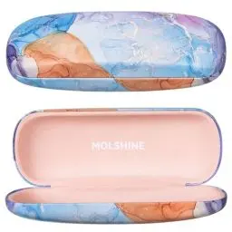 Produktbild: molshine Hartschalen-Brillenetui aus PU-Leder,tragbares Reise-Brillentasche für Männer,Frauen,Mädchen,Reisen,Studium,Arbeit(Blauer Marmor)