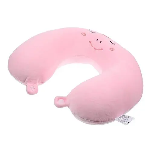 Produktbild: MOLUCKFU 1Stk Cartoon U-förmiges Nackenkissen Kinderautokissen Plüschkissen Nackenkissen für Flugzeugkarikatur Schaum nackenstützkissen Animal-Design Reisekissen tierisches Plüschtier Rosa