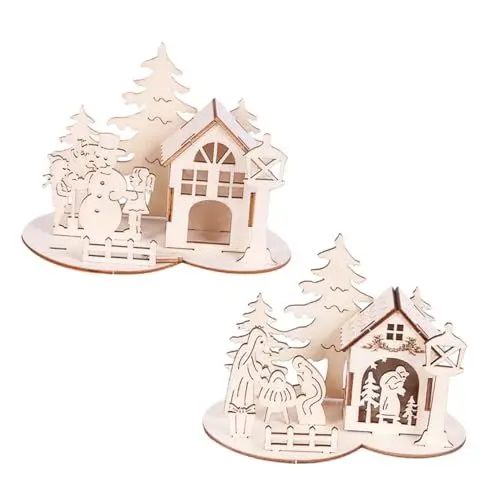 Produktbild: MOLUCKFU Weihnachtsdekorationen Holz 2 Stück DIY Bemalen Mit Kindern Basteln Festlich Deko