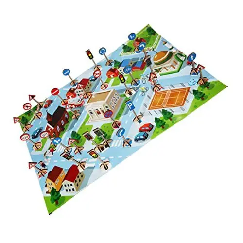 Produktbild: MOLUCKFU 1 Satz Lernspielzeug für Kinder Puzzle-Spielzeug Spielset mit Straßenschildern Ampel verkehrszeichen Spielzeug verkehrszeichen Kinder pädagogisches Spielzeug für Kinder Holz