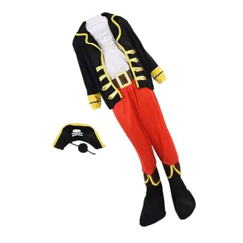 Produktbild: MOLUCKFU 1 Satz Piratenhut für Kinder Halloween-Piratenkostüm klassisches Piratenkostüm kinderkostüme Halloween kinderkostum Halloween Kostüm für die Party Kostüm für Halloween Polyester