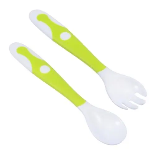 Produktbild: MOLUCKFU 1 Set Löffelset Kiddy Biegsames Besteck Kinderbesteck Sicheres Babylöffelgeschirr Kleinkindutensilien Mit Etui Griff Löffel Babylöffel Grün