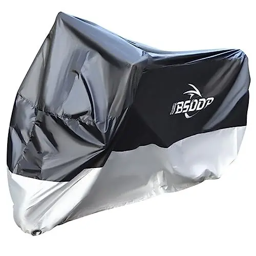 Produktbild: MOLUCKFU 1stk Motorradabdeckung Schutzhülle Rollerunterstandsabdeckung Kraftstoffflasche Für wasserdichte Abdeckung Für Motorräder Schwarzes Fahrrad Oxford-Stoff